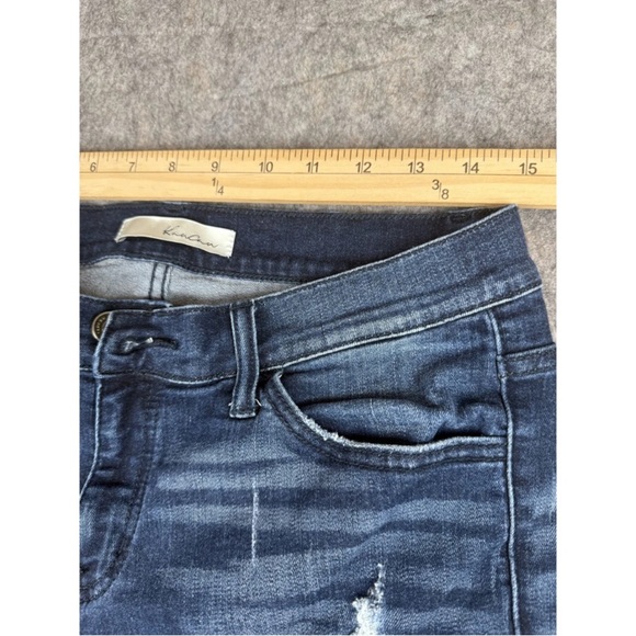 KanCan Moto Jeans Womens 29 Blue Denim Dark Wash Skinny Ankle Raw Hem Distressed - Picture 6 of 8